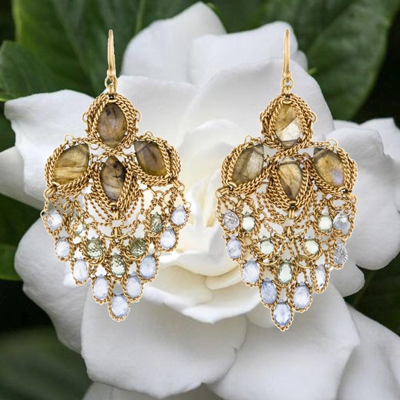 SOLD -Anthony Nak 18k Labradorite & Aquamarine Earrings - Picture 3 of 7